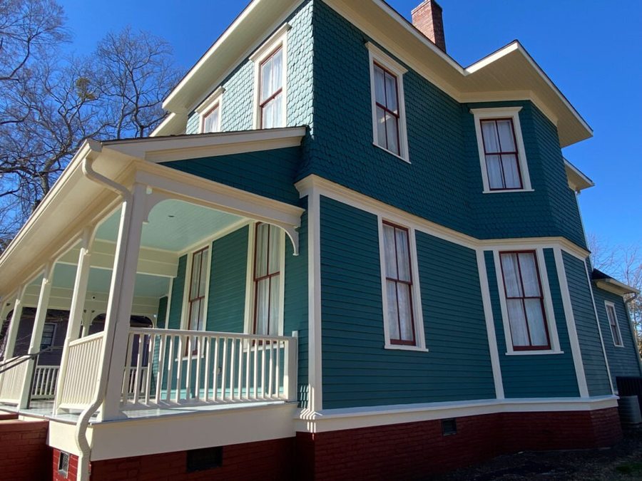 Gutters installed on a historic home